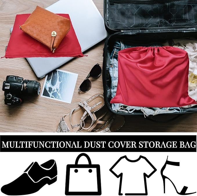 GONGKANGYUAN 6 Pack Dust Bags for Handbags – Silk Drawstring Storage Pouch, Dustproof Travel Organizer for Purses, Shoes & Boots