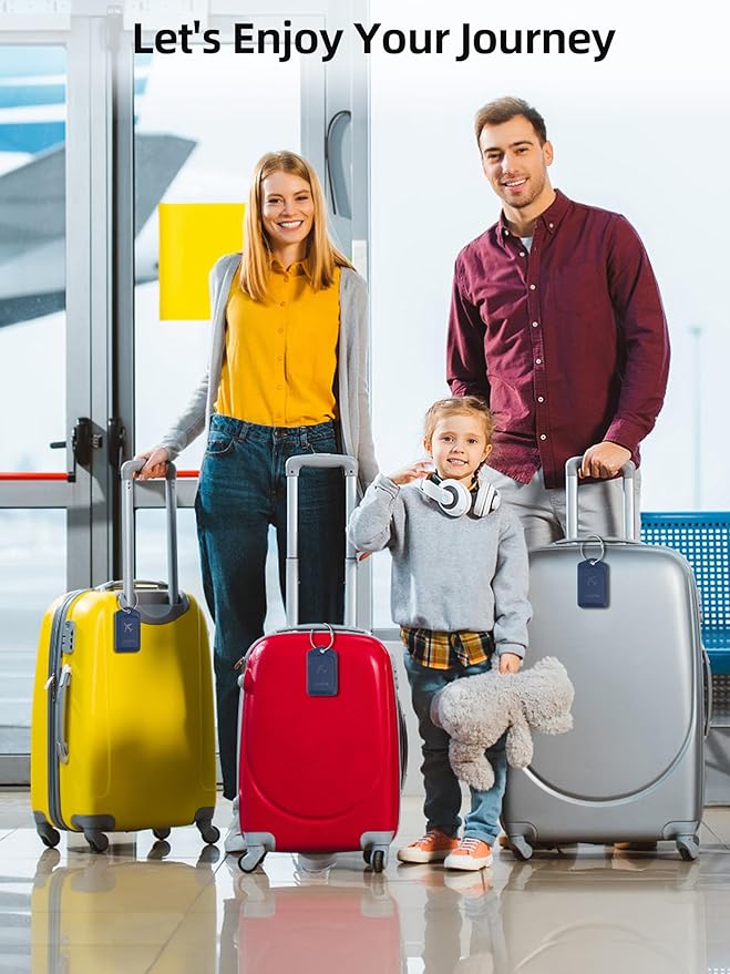 Luggage Tags, Works with Apple Find My, Leather Luggage Tag for Suitcases, Travel Tags, Bag Tag for Backpacks, Suitcase Tag with Privacy Flap, Anti-Lost Luggage Tracker, Travel Essentials, Navy Blue