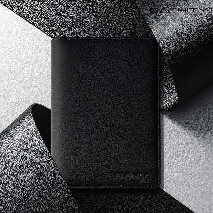 Genuine Leather Passport Holder Wallet Cover Gift for Women and Men-Gifts for Dad from Daughte-Travel Essentials Rfid Passport document Holder with Zipper Slot (Black)