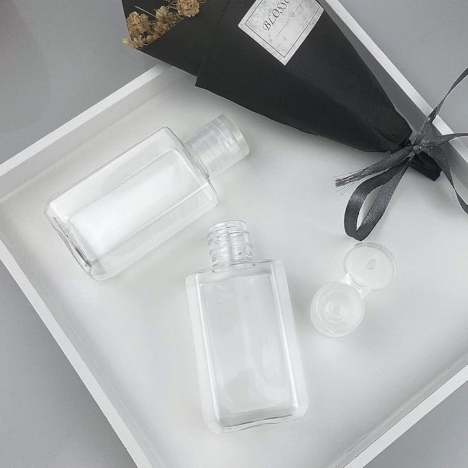 FOOCHY 120 Pack Clear Plastic Refillable Flip-Top Bottles for Hand Sanitizer Shampoo Lotion,etc - No BPA/Parabens, 60ml/2oz