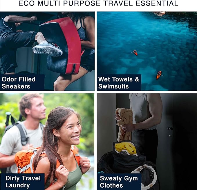 Waterproof Sweaty Clothes Bag Antimicrobial Wet Dry Pouch Inhibits Bacteria & Smelly Odor from Dirty Sport Laundry & Swimsuits for Fresh Gym Bag & Travel Luggage 14.5 X 17 inch Eco Made In USA