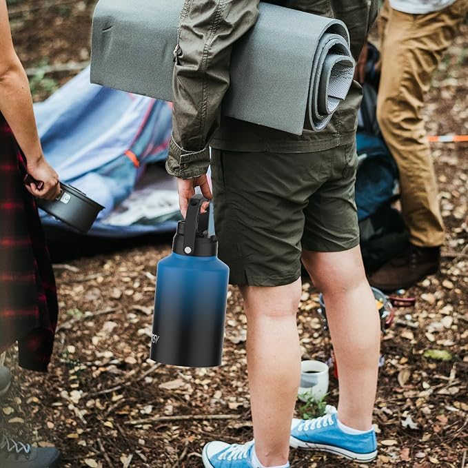 WATERSY 1 Gallon Water Bottle Insulated(Cold for 48 Hrs),BPA Free&Leak Proof,128oz Stainless Steel Water Jug,Big thermo,Large Water Bottle with Handle for Gym,Hiking,Camping&Travel,Gradient Blue