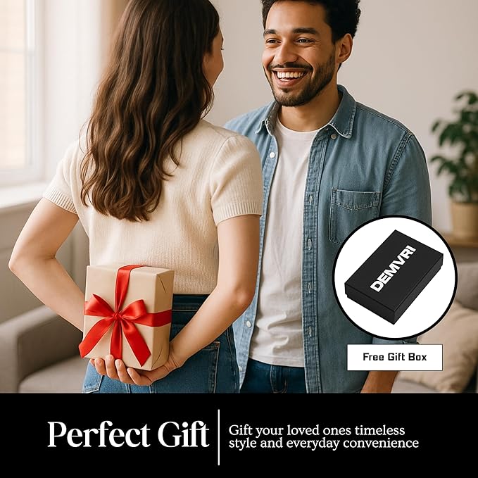 Carbon Fiber Wallet for Men Slim RFID Blocking Minimalist Card Holder with Money Clip, Scratch-Resistant Ultra-Light Metal Wallet, Compact Design, Gift Box Included