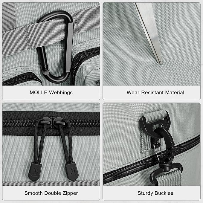 G4Free 3-in-1 Duffle Bag for Travel, Large Gym Duffle Backpack for Men Women with Shoes Compartment and Wet Pocket, Grey