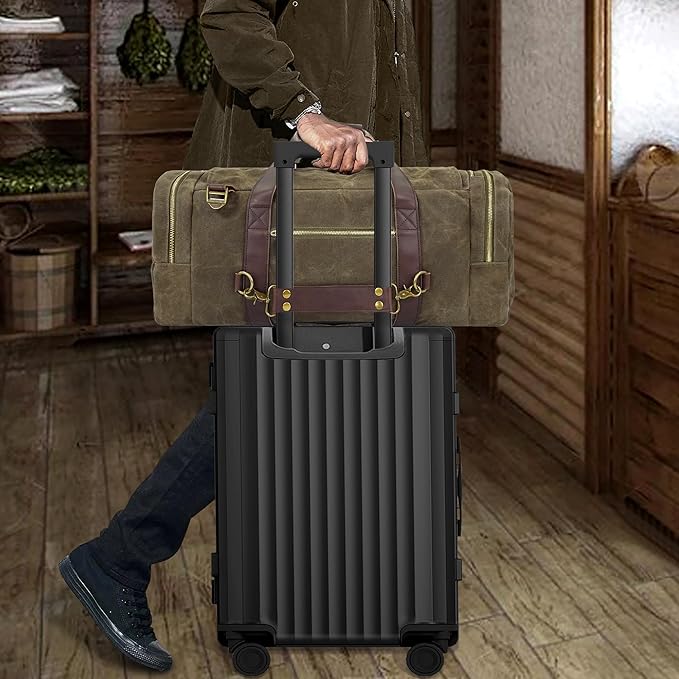 Duffle Bag for Travel, 50L Waxed Canvas Duffle Bag Vintage Travel Bag Overnight Bag with Shoes Compartment Men (Vintage Grey, Large-50L)