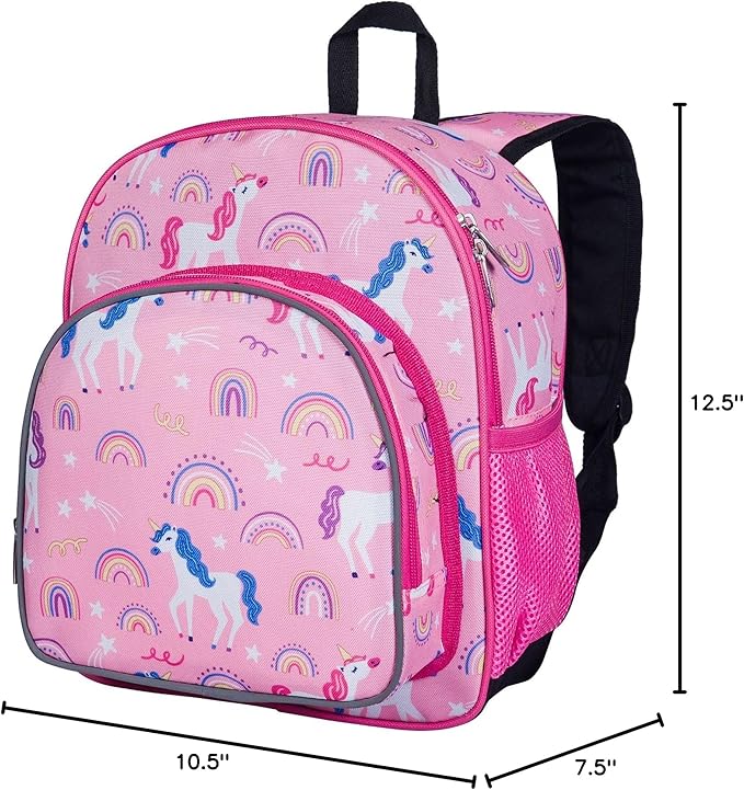 Wildkin 12-inch Kids Backpack – Padded, Adjustable, Ideal for Daycare & Travel - Rainbow Unicorns