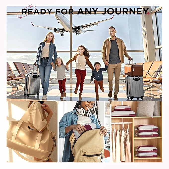 10 Set Compression Packing Cubes for Travel Essentials,Compressible Expandable Packing Cubes for Suitcase,OlarHike Luggage Organizer Bags for Travel,Handy Helper for Organizing Clothes(Wine Red)