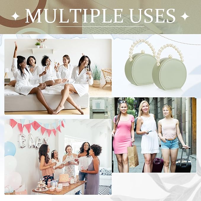 Weysat 8 Pack Travel Jewelry Case Bulk Mini Bridesmaid Jewelry Box Small Earring Storage Organizer for Women Proposal Gifts(Green, Leather)