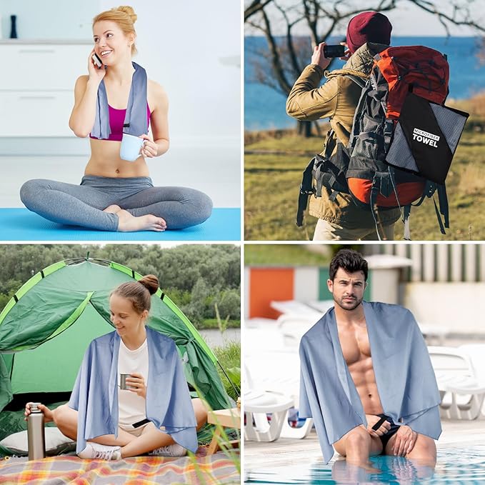 Camping Towel L Size Microfiber Quick Dry Lightweight for Travel Body Swimming Pool Beach Hiking Yoga Towels(Navy Blue, 1 Pack L)