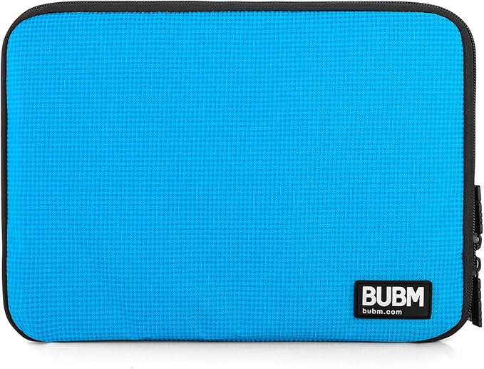 BUBM Double Layer Electronics Organizer/Travel Gadget Bag for Cables, Memory Cards, Flash Hard Drive and More, Fit for iPad or Tablet(up to 9.7")-Large, Blue