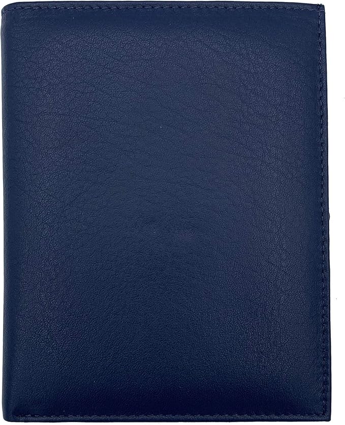 Blue RFID Genuine Leather Passport Wallet