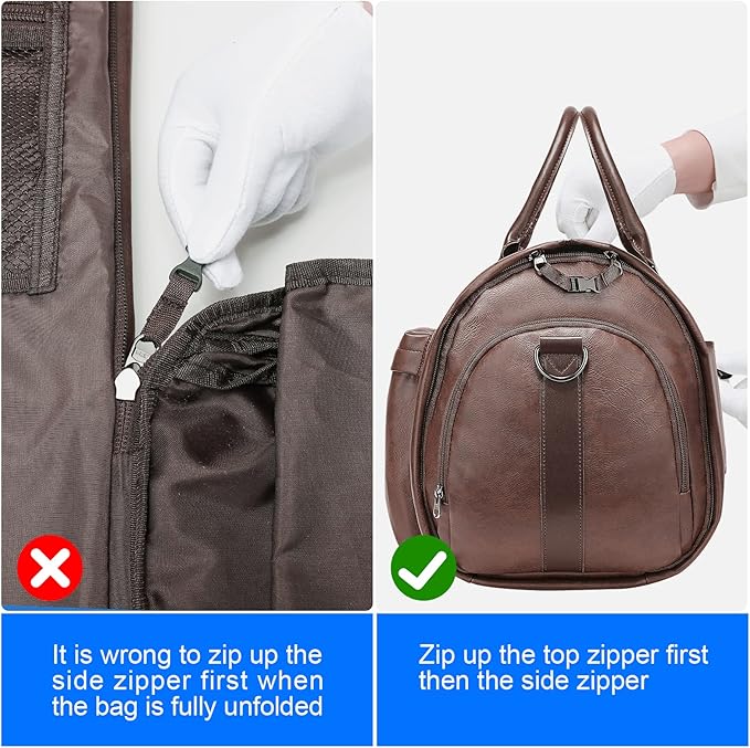 Modoker Convertible Leather Garment Bag, Carry on Garment Bags for Travel Waterproof Garment Duffel Bag Gifts for Men Women Business - 2 in 1 Hanging Suitcase Suit Travel Bags in Brown