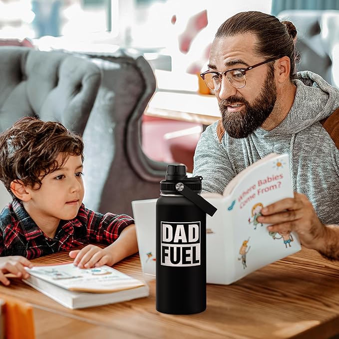 Dad Water Bottle 32oz Stainless Steel Insulated Sports Bottle with Lid, Gifts for Father from Daughter Son, Dad Gifts for Birthday Christmas Fathers Day