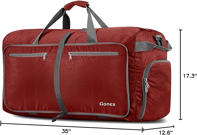 Gonex 40L 60L 80L 100L 150L Large Foldable Travel Duffle Bag with Shoes Compartment, Packable Lightweight Water Repellent Duffel Bag for Camping Gym Weekender Bag