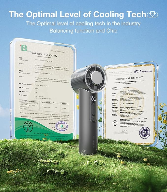 TORRAS COOLiFY iva Handheld Fan with Ice Cooler, 0-100 Adjustable Speed, Super Mini Powerful Portable Fan 5000mAh Rechargeable, Hand Fans for Travel Essentials, Outdoor, Gifts for Dad Women, Charcoal