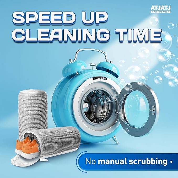 2-Pack Shoe Washing Machine Bag, 360ยฐ Deep Shoe Laundry Bag for Washer, Reusable Mesh Shoe Bag with Secure Zipper, Easy Clean Shoe Bag for Sneakers, Tennis Shoes & Gym Trainers