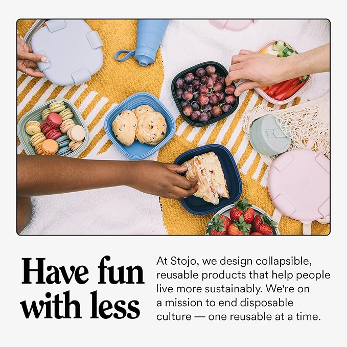 STOJO Collapsible Travel Cup - Reusable To-Go Pocket Size Silicone Bottle for Hot and Cold Drinks - Perfect for Camping - Microwave & Dishwasher Safe (Carbon, 12 Ounce (Pack of 1) - No Straw)