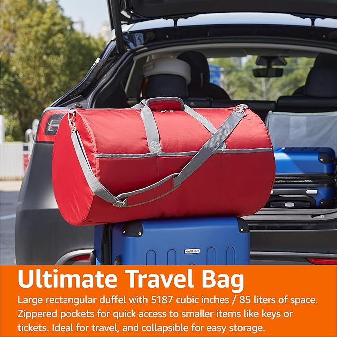 Amazon Essentials Duffel Bag, 25 inches, Red