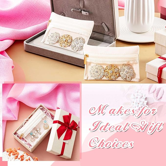 Uiifan Travel Jewelry Organizer Flannel Jewelry Bags Portable Jewelry Pouch with Zipper Pockets for Women Girl Gift