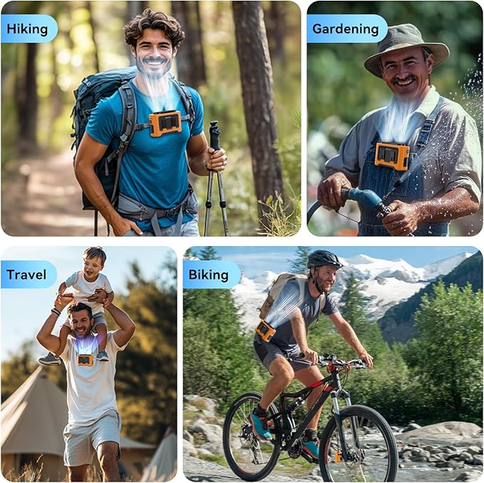 AMACOOL 14500mAh Portable Waist Fan, Strong Wind Power for Full Body Cooling Shirt Fan, 5 Speed Wearable Belt Clip on Fans, Battery Operated Personal Neck Fan for Outdoor Work Camping Travel