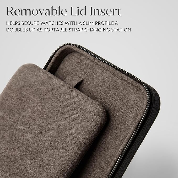 TAWBURY Watch Case - 4 Slot Genuine Top-Grain Leather Watch Box for Men & Women with Extra Wide Pillows for Large Watches - Portable Wristwatch Storage for Home & Travel (Brown)