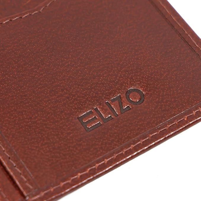ELIZO Men's Genuine Leather Long Wallet - RFID Blocking Rodeo Checkbook Wallet | Slim Western Bifold Wallet with 16 Card Slots, ID Window | Top Grain Leather Cowboy Wallet