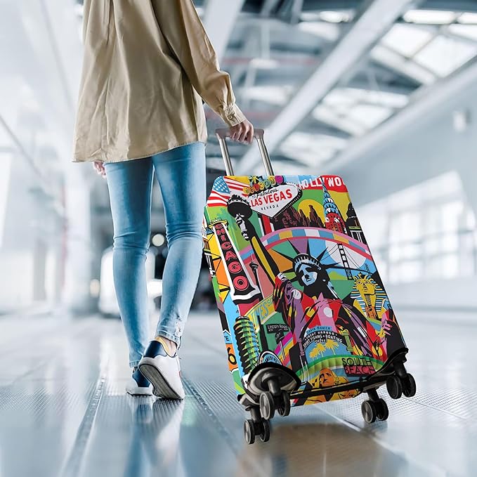 Travel Luggage Cover Suitcase Protector Fits 18-32 Inch Wheel Covers PatternedTravel Related Items Flower Luggage Protector Elastic M