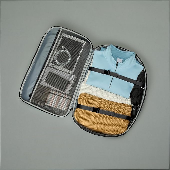 Amazon Basics Travel Backpack, Carry On Backpack, With Laptop Compartment, 40L Capacity, Expandable for 10% Extra Space, Backpack & Shoulder Bag Dual Use, 15.8"W x 21.5"H x 8.3"D, Black