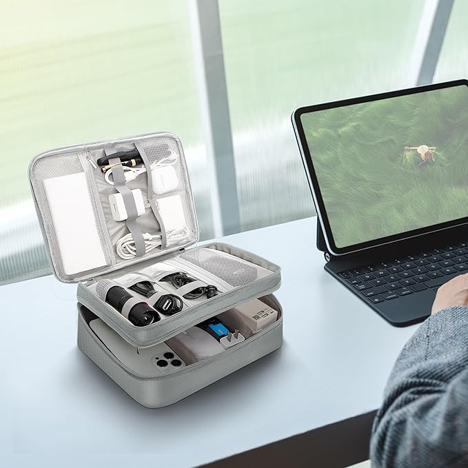 CILLA Electronic Organizer Travel Case, Travel Cord Organizer Case Portable Waterproof Cable Organizer Bag for Charger, Cord, USB, Power Bank, Earphone