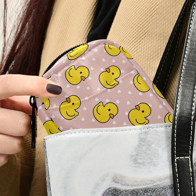 Fustylead Cartoon Duck Travel Pill Organizer Bag with Zipper Small Pill Box 7 Day Pill Case for Purse Storage Weekly Vitamin Medicine Supplement