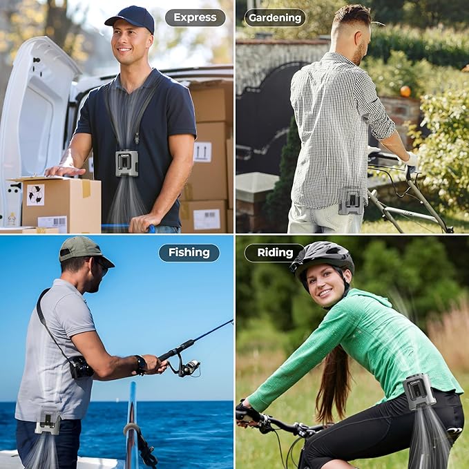 COMLIFE Portable Mini Waist Fan - Rechargeable Clip on Wearable Belt Fan, Max 25H Cooling,4 Speeds 13000RPM Turbo Hands-Free Under-Shirt Neck Fan for Outdoor Jobsite Camping Traveling