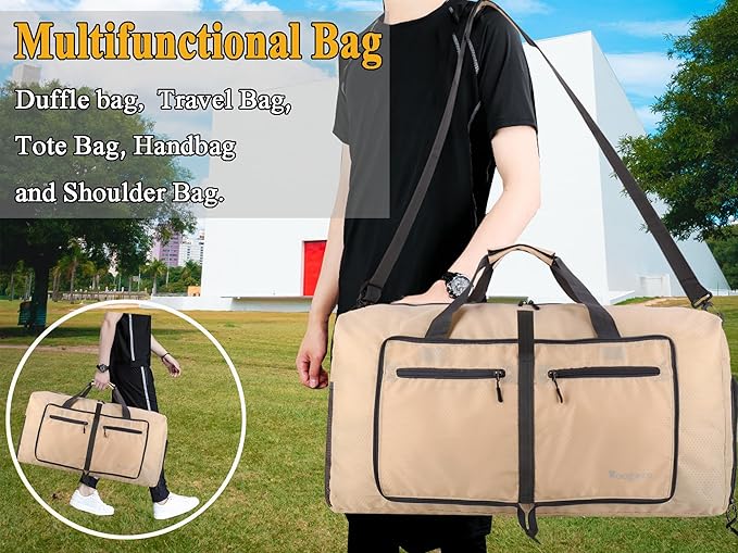 Woogwin Travel Duffel Bag Large Foldable Waterproof Overnight Bag for Beach Swim Bags Pool Sports Gym