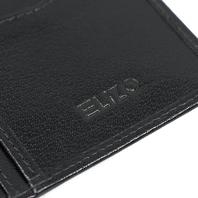 ELIZO Men's Genuine Leather Long Wallet - RFID Blocking Rodeo Checkbook Wallet | Slim Western Bifold Wallet with 16 Card Slots, ID Window | Top Grain Leather Cowboy Wallet