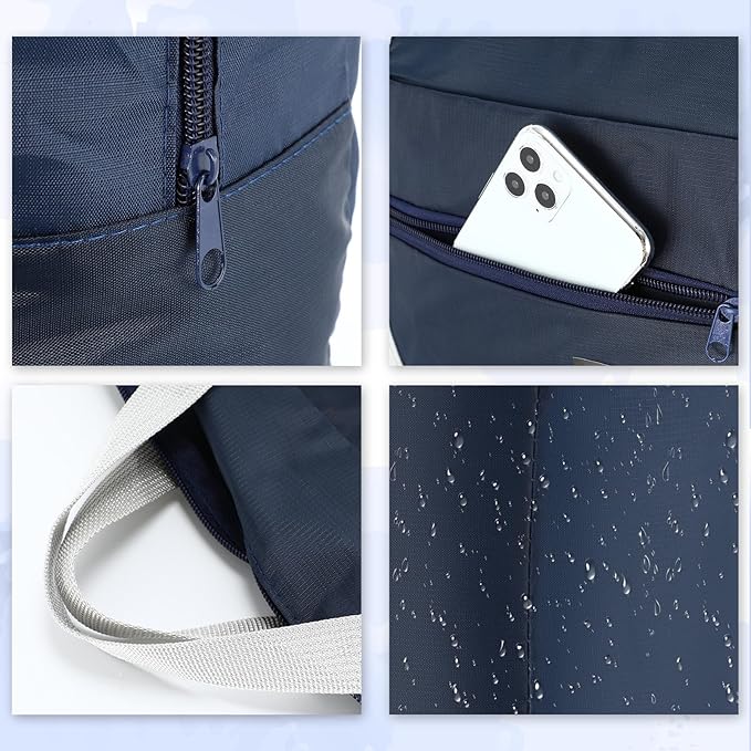 Sweetude 24 Pcs Travel Duffel Bags Bulk Foldable Luggage Bag Women Men Waterproof Carry Tote with Trolley Sleeve for Gym, Overnight, Airlines(Navy Blue)