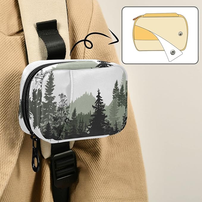 Grey and White Mountains and Trees Pill Organizer Box Case Container Holder 7 Days Weekly Travel Cute Vitamin Dispenser Sorter Planner Storage Small Compact Men Women