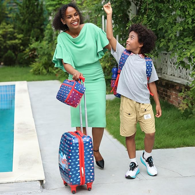 Nautica Kids Luggage - 18" Airline Approved Rolling Hardside Upright Carry-on Suitcase Set with Wheels (Nautica Peace | 5pc School Set)