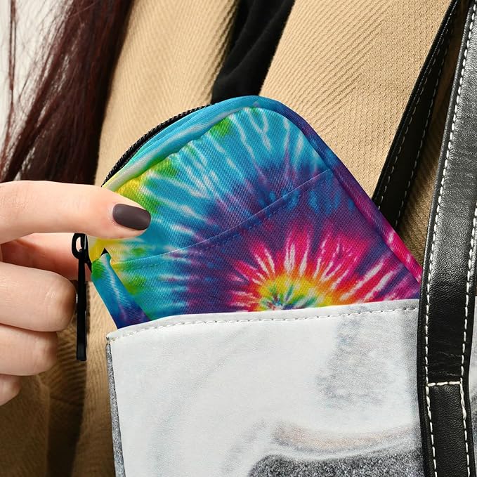 Fustylead Abstract Swirl Design Tie Dye Pill Organizer and Storage Weekly with Zipper, Removable Pill Box Portable Medicine Organizer for Vitamin Fish Oil Supplement