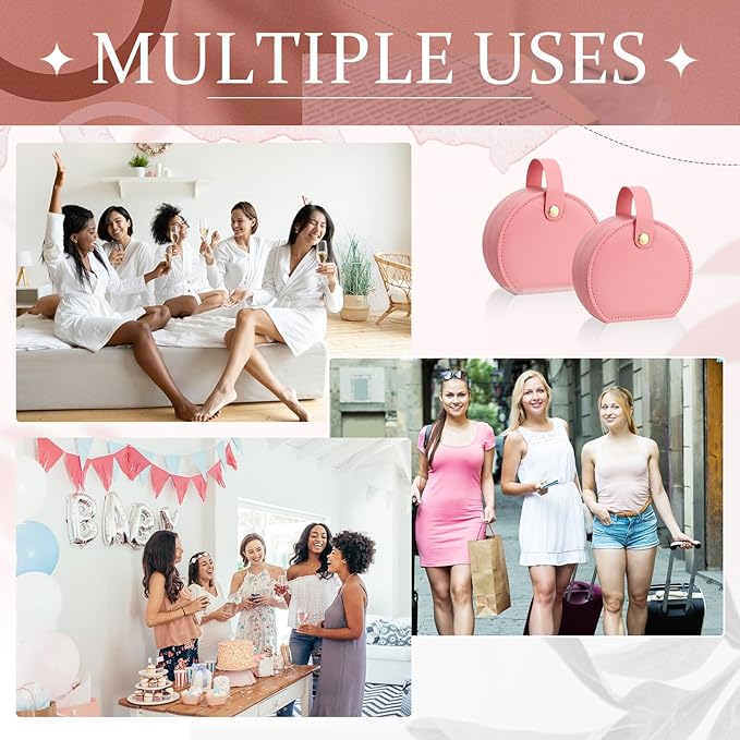 Weysat 12 Pack Travel Jewelry Case Bulk Mini Leather Bridesmaid Jewelry Gift Box Small Earring Storage Organizer (Dark Pink)