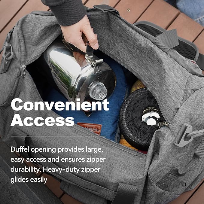 Canway 65L Foldable Duffle Bag with Shoes Compartment, Water-Resistant Packable Travel Duffel for Gym, Weekend Trips, Lightweight Carry on Luggage for Men & Women