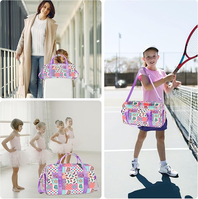 RLGPBON Gym Bag for Kids, Duffel Bag for Girls and Boys Sports, Gyms and Weekend Getaway, Waterproof Dufflebag with Shoe and Wet Clothes Compartment