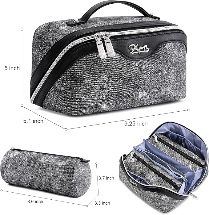 BOYATU Travel Makeup Bag Cosmetic Bags for Women: 3 Sets Large Capacity Make up Bag - Portable Toiletry Bags with Handle for Women(F-3-Black)