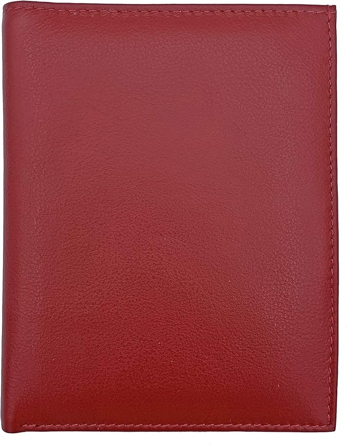 Red RFID Genuine Leather Passport Wallet