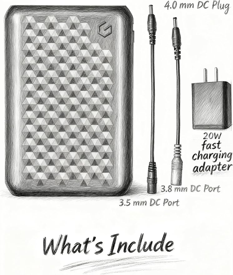 18400mAh Heated Jacket Battery Pack, 12V/5V Power Bank for Heating Coat & Vest