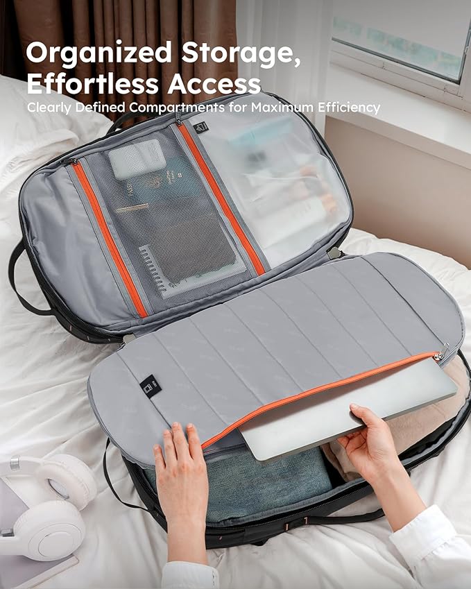 Tolaccea Travel Backpack for Men Women, 40L-50L Carry On Backpack with Wet Dry Compartment, TSA Approved Laptop Daypack Fits 15.6", Convertible Expandable Large Rucksack Duffel Bag for Work Travel