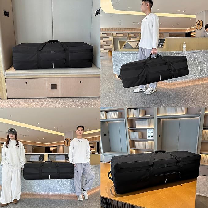 138L Extra Large Duffel Bag, 45.5'' Duffle Bag for Travel, Water Resistant & Foldable Luggage Bag, Camping Bag, Sports Equipment Storage Bag, Travel Tent Storage Bag, Moving Bag (Black)