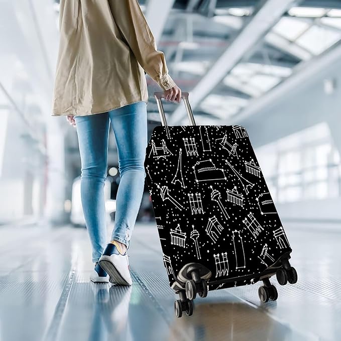 Travel Luggage Cover Suitcase Protector Fits 18-32 Inch Wheel Covers PatternedTravel Related Items Flower Luggage Protector Elastic XL
