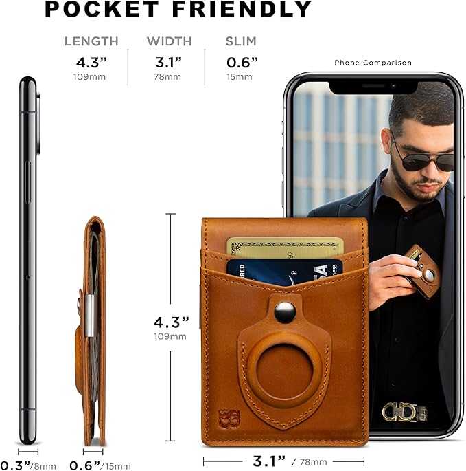 SERMAN BRANDS Money Clip Wallet - Mens Wallets slim Front Pocket RFID Blocking Card Holder Minimalist Mini Bifold