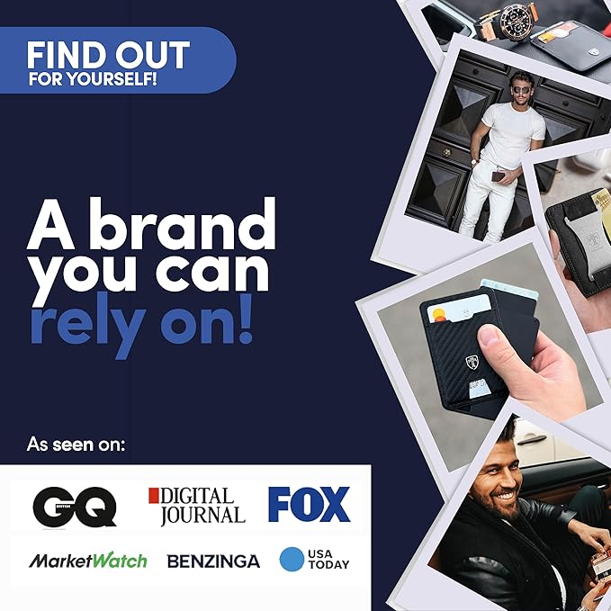 TRAVANDO SLYDE Aluminum Card Holder - RFID Blocking Slim Wallet for Men with Money Clip – Holds Up to 7 Cards – RFID Protected Credit Card Mens Wallet (Black)