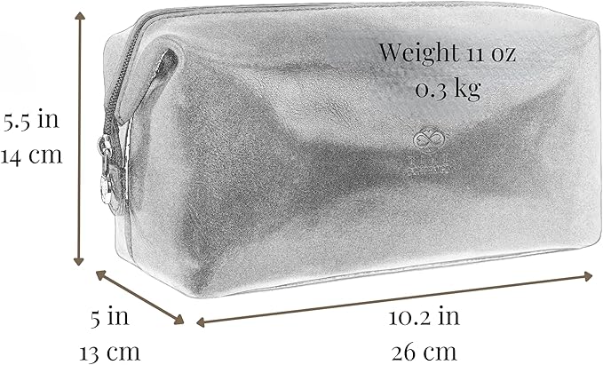 Time Resistance Leather Toiletry Bag Cosmetic Case Italian Classy Dopp Kit