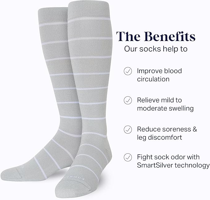 Comrad Recycled Cotton Knee High Socks - 15-20mmHg Graduated Compression Socks - Soft & Breathable Support Socks, Unisex